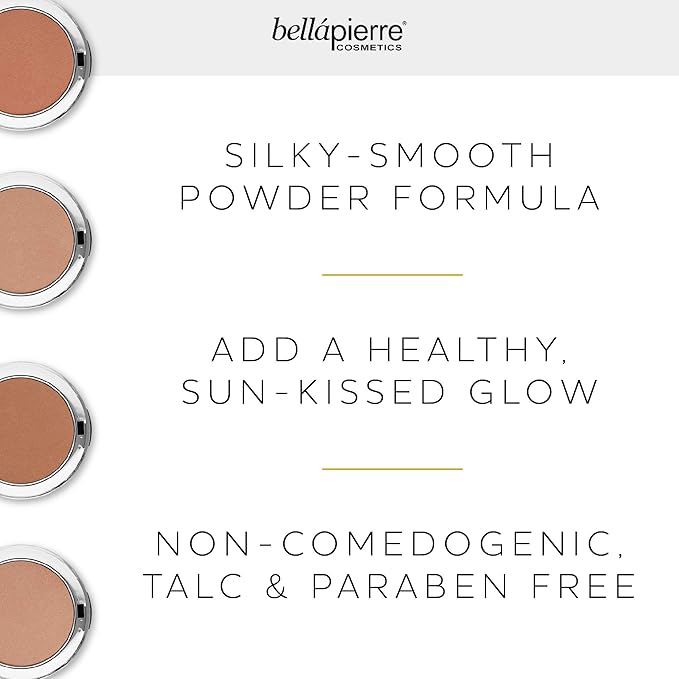 bellapierre Compact Mineral Bronzer | Beautifully Warms for a Sun Kissed Glow | Infused with Nourishing Jojoba | Non-Toxic & Paraben Free Formula - Starshine - 0.3 Oz