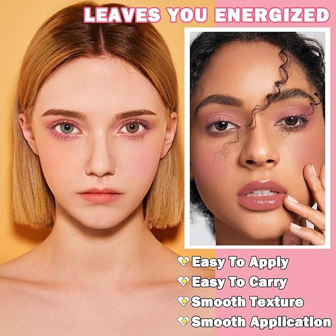 Cream Blush Stick Multi-Use Makeup Blush Stick for Lip and Cheeks Tint Solid Moisturizer Waterproof Cream Blush Natural Face Blush Makeup for All Skin Tones-04 Rose Pink