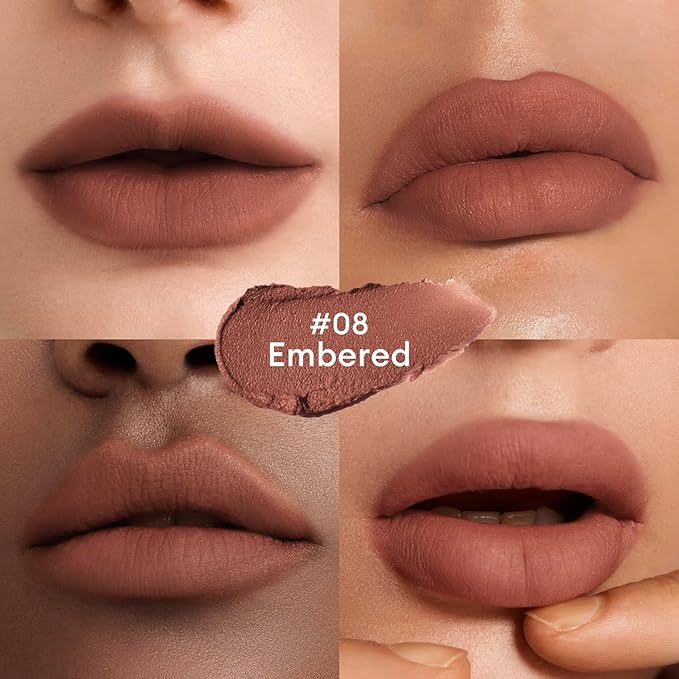 ITY Velvet Matte Finish Lip Stain-Mousse Textured Lip Clay, Nude Shade, Conceals Lip Lines, Rich Pigment Lip Tint Lipsticks, 0.14 oz (4g) in Embered