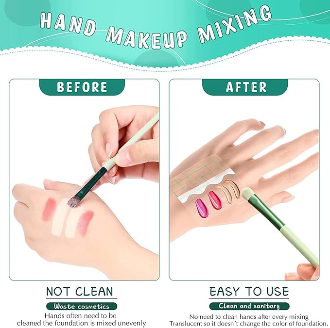 100pcs Makeup Hand Palette Waterproof PU Film Self Adhesive Disposable Makeup Mixing Palette