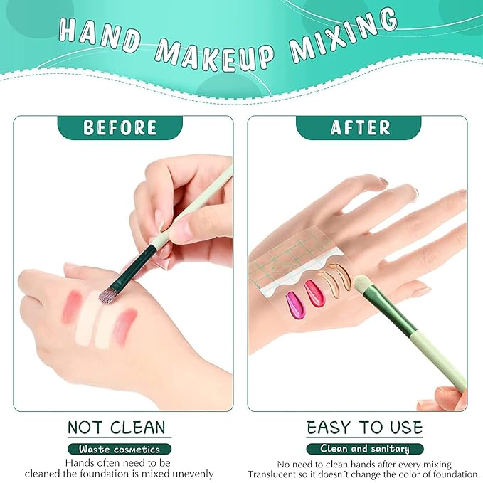 100pcs Hand Palette Sticker, PU Film Transparent Waterproof Self Adhesive Makeup Hand Palette for Professionals Beginners