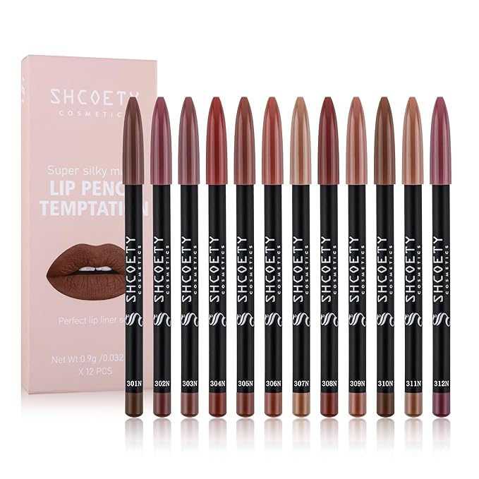 24 pieces lip liner set, matte non-stick cup matte lipstick lip liner set women's lip liner,Valentine's Day gift (SetA, SH012X+N)