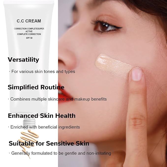 2Pcs CC Cream Skin Tone Adjusting with SPF 50, Complete Correction Active Formula, 30ml (Natural, 2Pcs)