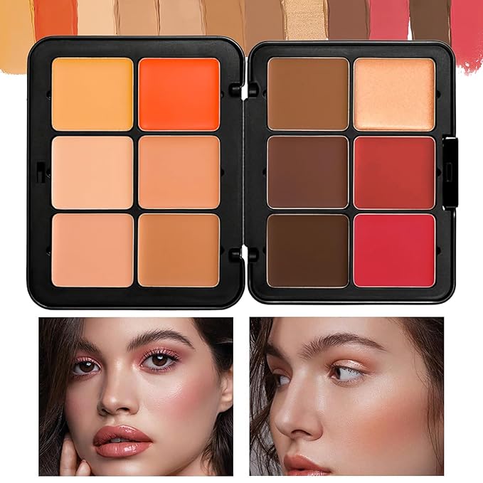 12 Colors Full Coverage Concealer Palette and 11 Pcs Makeup Brush, FantasyDay Long Lasting Lightweight Creamy Formula Xmas Makeup Contour Kit Color Corrector Conceal Moisturizing Foundation Camouflage