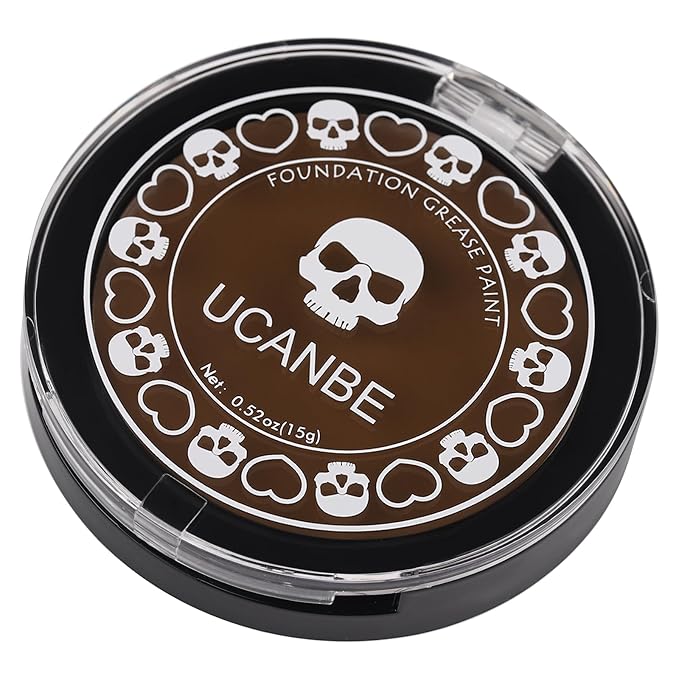 UCANBE Brown Face Body Paint Makeup Foundation, Non-Toxic Greasepaint for Kids & Adult, Waterproof Cream Face Painting Kit for Halloween Werewolf Leopard Camo Hunting SFX Make Up, Cosplay & Costumes