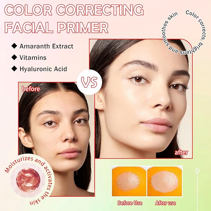 One Step Color Corrector Isolation Cream,Tri-Color Moisturizing Concealer Makeup Primer,Tinted Moisturizer Long Lasting Color Correcting Facial Serum Foundation for Flawless Makeup