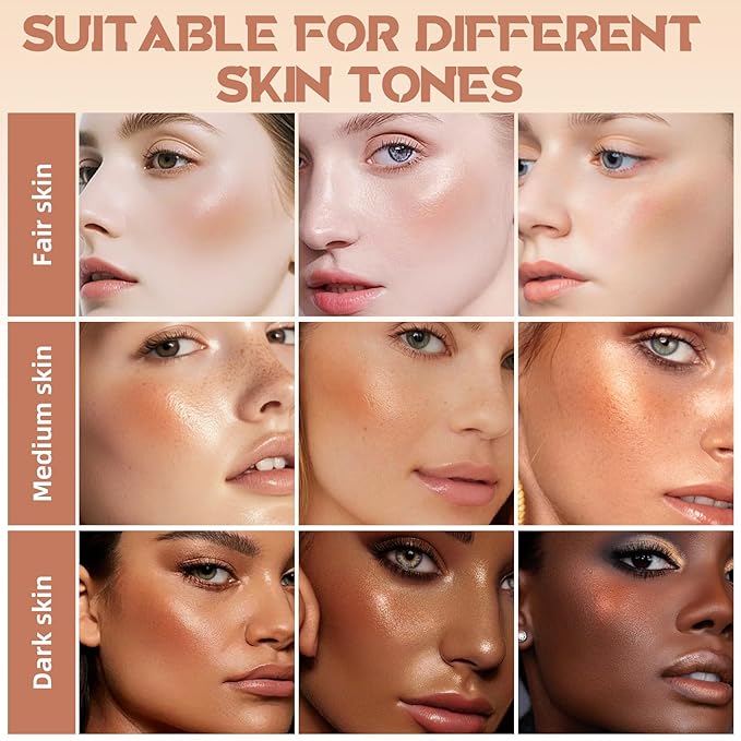 Cream Contour Stick for Cheeks Tint, Multi-Use Makeup Highlighter Blush Bronzer Stick, Natural Glow Solid Moisturizer Stick Blendable Illuminator On-the-Go Shimmer Cream Contour Makeup-03