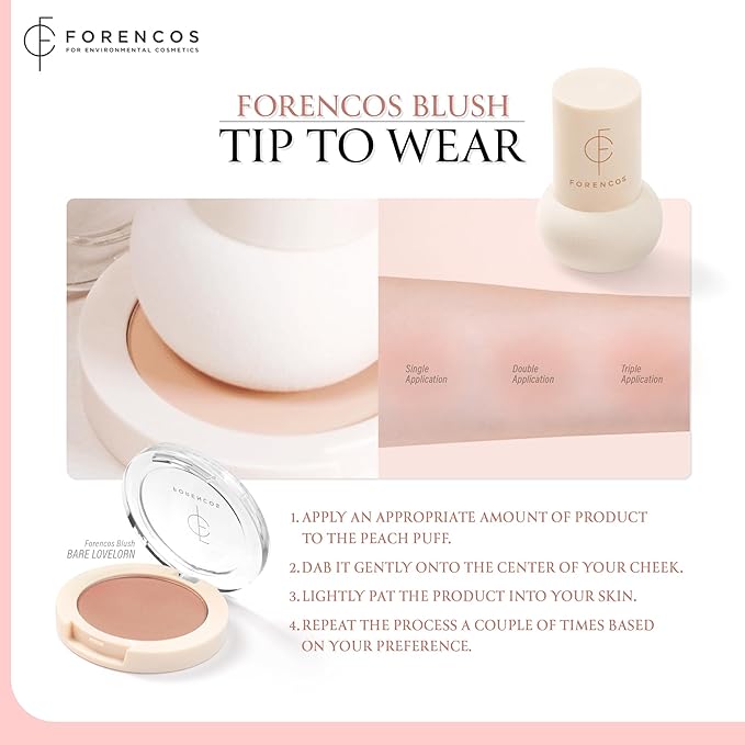 Forencos Matte Blush Set (Puff Included), Long Lasting Korean Blush Power, Zero Sebum Shine, Flawless Finish, Easy Blending, Lightweight & No Cakey Residue (BARE LOVELORN)