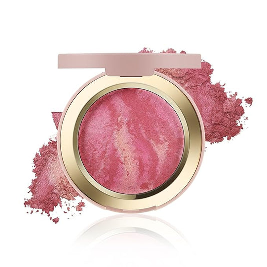 Baked Blush for Cheeks, 2 in 1 Powder Blush Palette and Highlighter, Contouring Shimmer Natural Makeup All Day Wear
