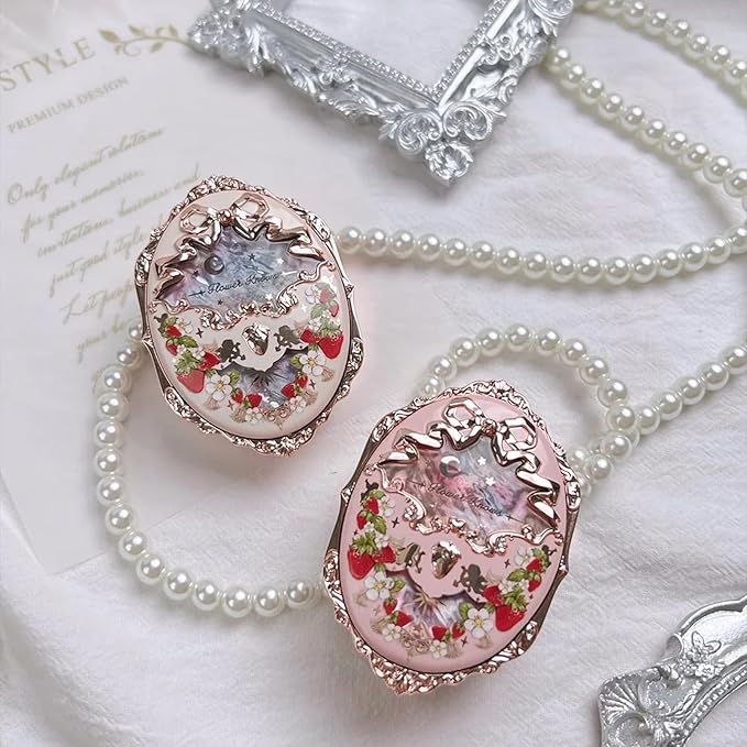 Flower Knows Strawberry Rococo Embossed Blush 05 Strawberry Rococo Hand Mirror Soft Pink