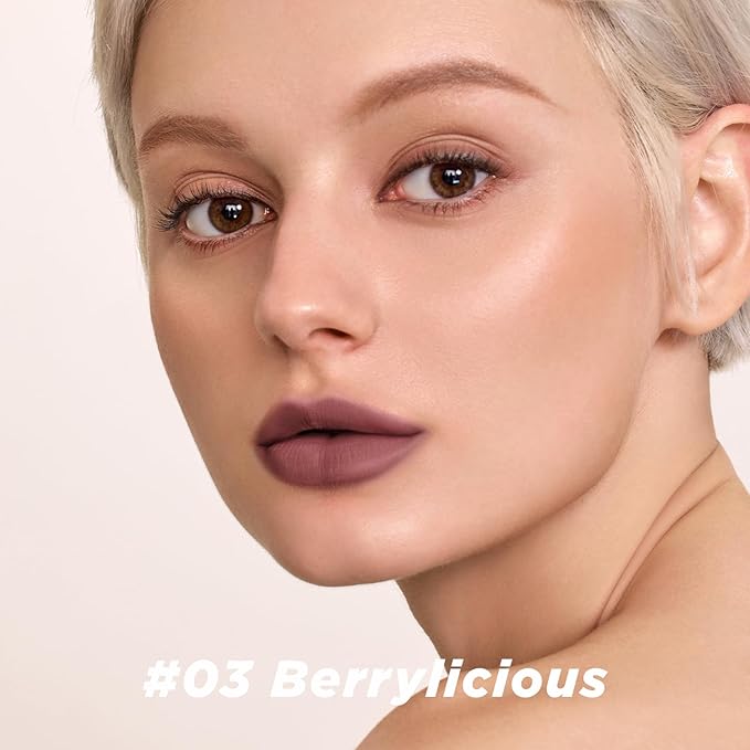 ITY Velvet Matte Finish Lip Stain-Mousse Textured Lip Clay, Nude Shade, Conceals Lip Lines, Rich Pigment Lip Tint Lipsticks, 0.14 oz (4g) in Berrylicious