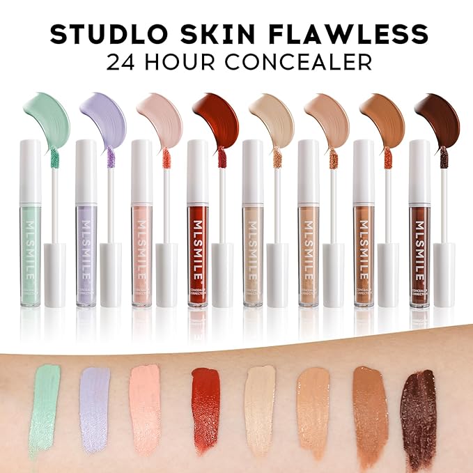 Color Liquid Conceal Contour Foundation, Waterproof 8 Colors Cream Lightweight Liquid Concealer Contour Makeup for Concealing Blemishes, Brighten Dark Circles, Improves Uneven Skin Tone, 08