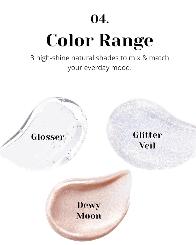 Glint Liquid Gel Highlighter (Glosser, 0.1oz) - Multi-Use Face & Body Gloss for Smooth Glow, Long-Lasting Illuminator Balm for Healthy Radiance. Korean Makeup. Eyes, Cheeks, Nose