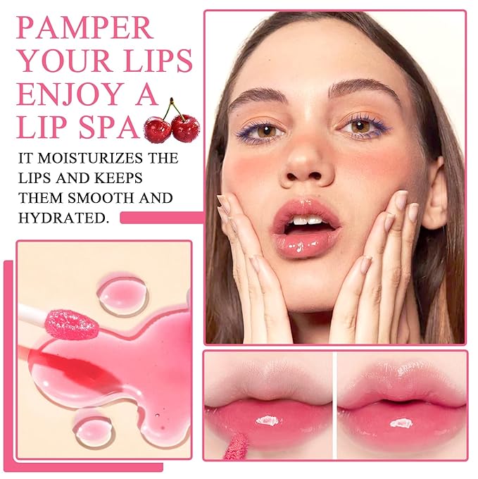 2Pcs Hydrating Lip Oil, Plumping Lip Gloss,Glossy Refreshing Long Lasting Moisturizing Tinted Lip Glow Oil for Lip Care,Hydrating No-Sticky Lip Stain Balm for Women