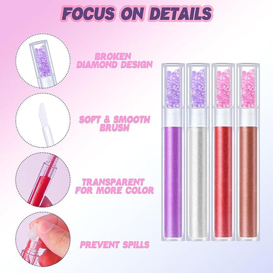 Empty Lip Gloss Tubes,10PCS Lip Gloss Tubes 3ml Diamond Lip Gloss Tubes Empty Lip Gloss Making Supplies for DIY Beginner Makeup & Travel, Lip Gloss Containers Empty Lip Gloss Bottles
