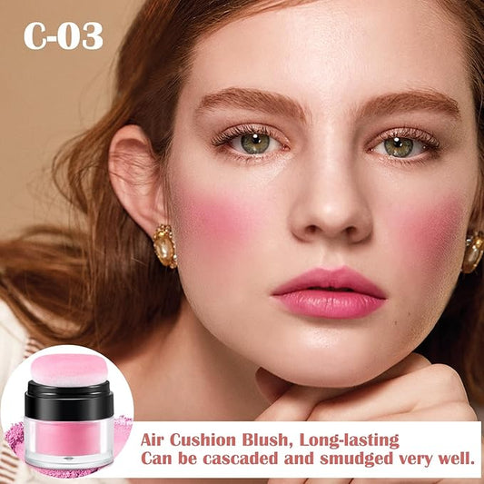 Boobeen Loose Blush Powder Air Cushion Blush, Natural Blusher Matte Face Blush for Cheeks, Highly Pigmented Blush Makeup Easy to Blend Long-lasting Single Color Blush