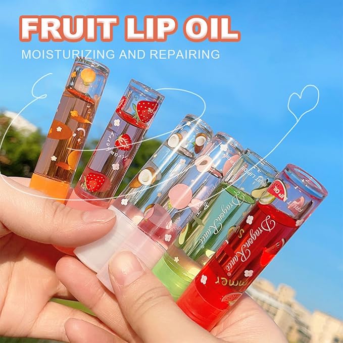 Petansy Lip Oil 6 Pcs Roll-on Lip Oil Set Fresh Lip Glaze Transparent Colorless Moisturizing Lip Lotion Hydrating Lip Oil Set for Lip Care