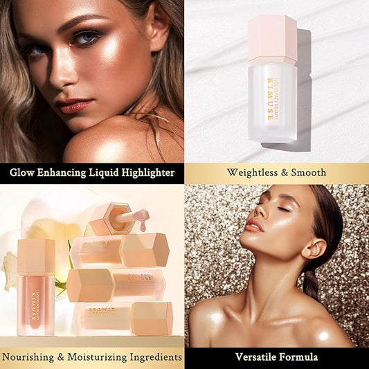 KIMUSE Soft Natural Glow Liquid Filter, Weightless, Long-Wearing, Smudge Proof, Natural-Looking, Dewy Finish, Glow Liquid Illuminator Makeup