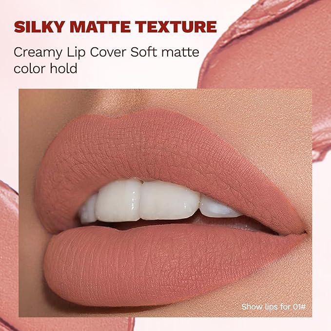 5Pcs Velvet Matte Nude Lipstick Set - Long-lasting Color, Silky Matte Finish, Soft Mousse Texture, Enhances Color and Plumps Lips, Lightweight and Non-Sticky (Set A, 5 Count (Pack of 1))
