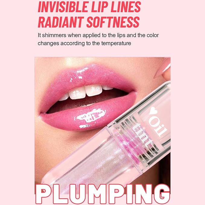 Warm Pearl Lip Oil - Magic Color Changing, Moisturizing, Reduces Lip Lines, Pearlescent Color Change