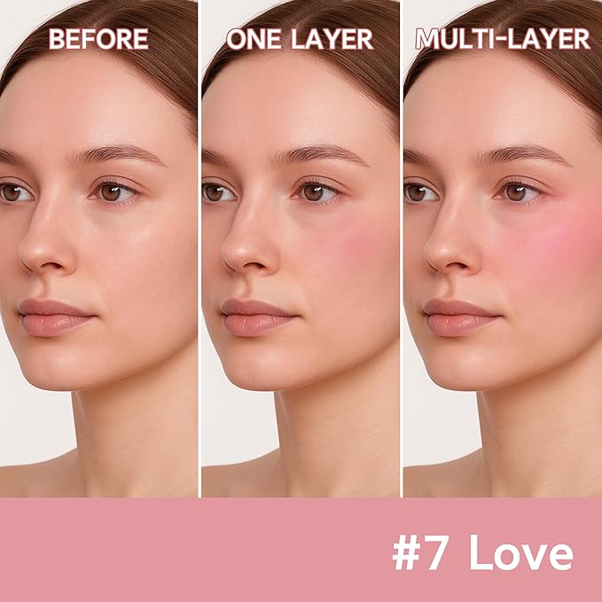 FV Liquid Blush Matte, Long Lasting Buildable Cream Blush with High-Pigment Color, Weightless Blendable Flush for Natural Finish (Love)