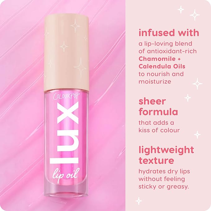 ColourPop Lux Lip Oil - Hydrating, Sheer Tinted Lip Oil Formulated with Antioxidant-Rich Chamomile Extract & Calendula Oil - Non-Greasy, Nourishing Pink Lip Oil - Raspberry Mojito (0.16 oz)