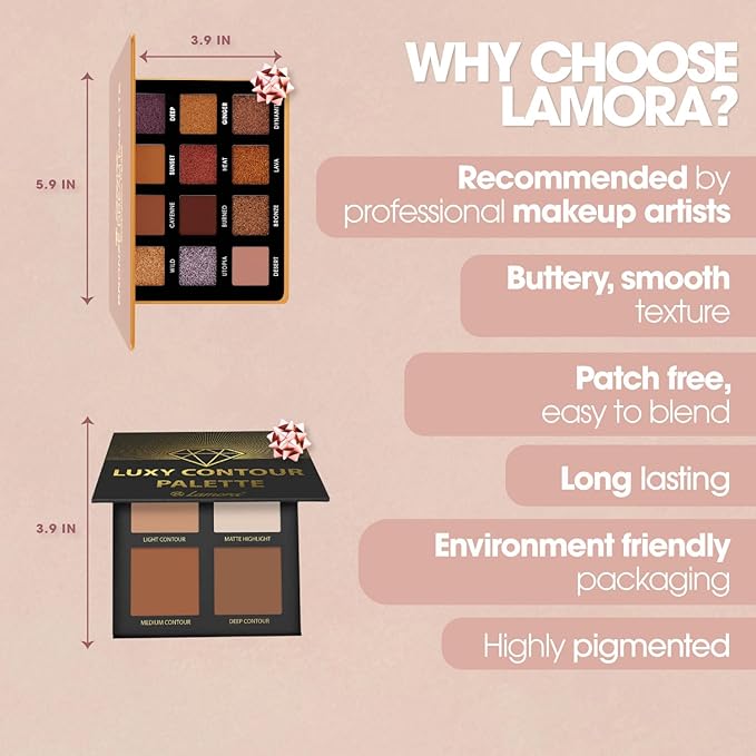 Lamora Bronze Smokey Eyeshadow Palette with Powder Contour Palette