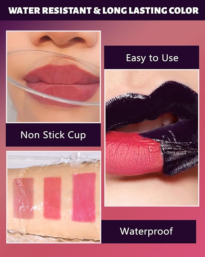 Peel Off Lip Stain Tattoo, Long Lasting Lip Liner Stain Peel Off Matte Nude Lipgloss Rose Lipstick, Waterproof Smudge Proof High Pigmented Color Peel Off Lipstain Tint Women Lip Makeup Gift-02