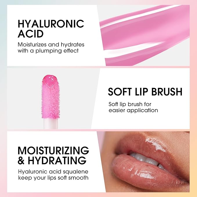 Jolilab Lip Gloss Glossy Blam Silky Texture Fruit Flavoured For Lip Glossy Liquid Lipstick Long Lasting Taste Waterproof Moisturizing Hydrating Lip Glow Oil Lip Make-up for for Women and Girls