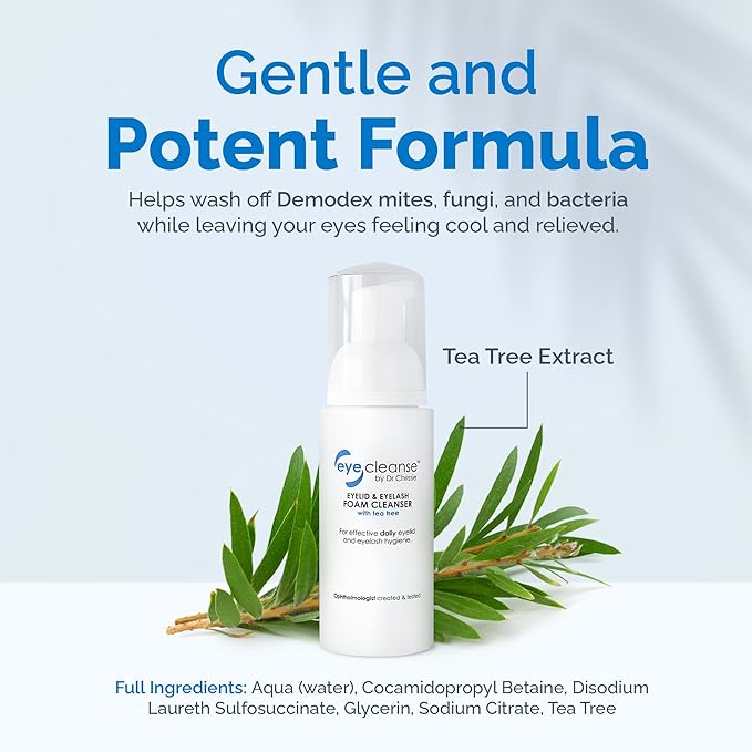 All-in-One Eyelid and Eyelash Cleanser for Extensions, Lash Extension Kit Essential, Enriched with Tea Tree Oil, Helps Ease Tired Eyes, 100 ml - EyeCleanse