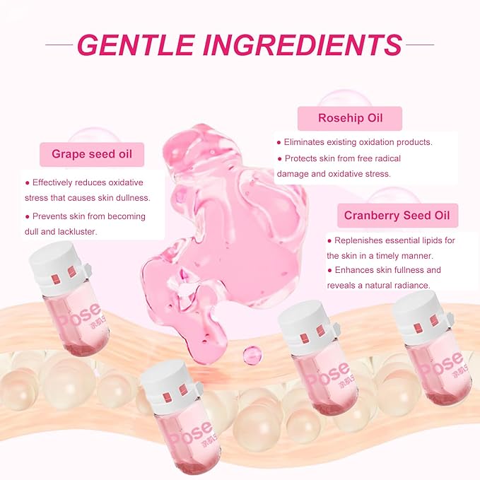 20Pcs Cleansing Oil Mini,Portable Natural Makeup Remover Oil,Nourishing and Gentle for All Skin Types,Rose,2 ml/0.07 fl.oz
