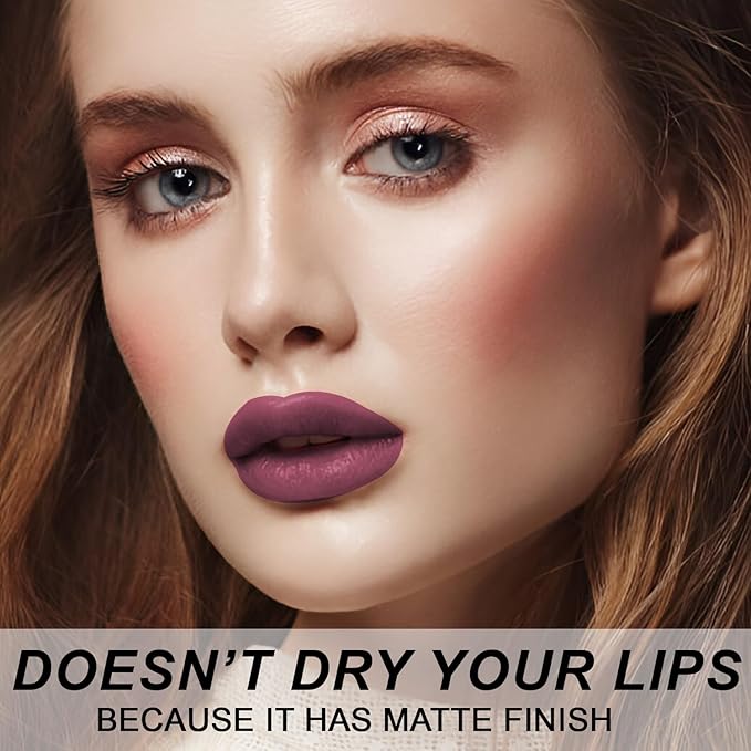 Matte Bullet Long Wear Lipstick - Vegan and Cruelty-Free - Smudge and Waterproof Matte Lipstick with Moisturizing Formula - All Day Comfort - (Plum Allure #22)