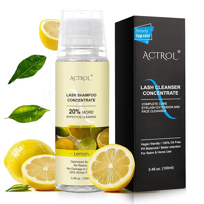 Eyelash Shampoo Concentrate 100ml Lash Cleanser Concentrate Lash Wash Concentrate Upgrade Shampoo for Lashes DIY Eyelash Extensions Shampoo Lemon