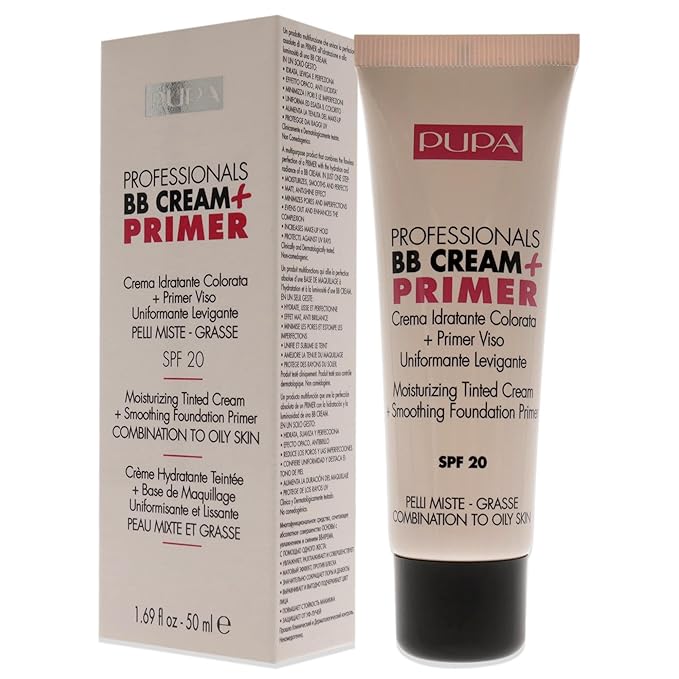 (Light-Medium) - PUPA Milano Professionals BB Cream + Primer, Combination - Oily Skin 50 ml