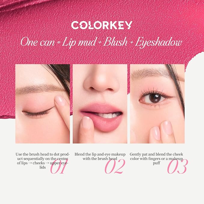 COLORKEY Bouncy Multi-Purpose Mud, Lip Tint, cheek, Moist Fit Without Stickiness, non-sticky, Creamy Soft Texture,Smudge-Proof (Q05-Ancora time, 4.5g)