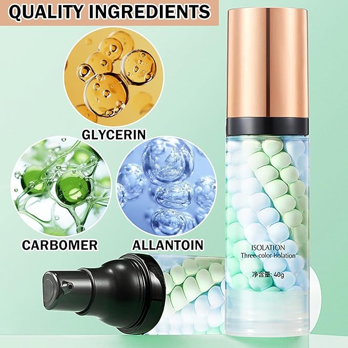 2PCS One Step Color Corrector,Color Correcting Facial Serum,Color Corrector Isolation Cream,Moisturizing Long Lasting Oil Control Invisible Pore Face Concealer Foundation Makeup Primer Base for Face