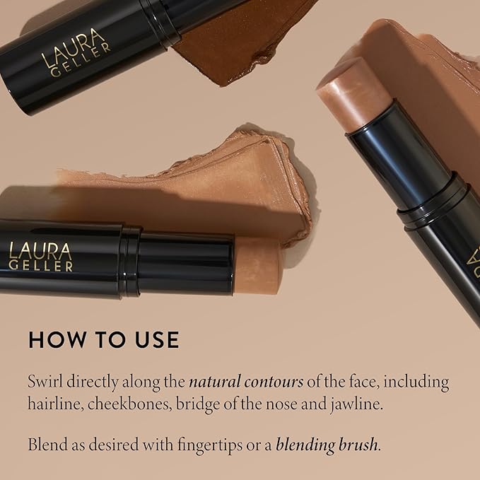 LAURA GELLER Italian Marble Bronzer Makeup Stick | Cream Finish Marbleized Contour for Natural Glow D'oro Glow