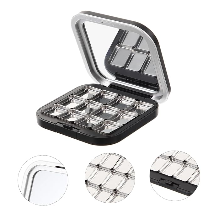 FRCOLOR 2Pcs Empty Magnetic Eyeshadow Makeup Palette DIY Blush Lipstick Contouring Powder Tray with 12 Grids Travel Size Cosmetic Pans Eyeshadow Makeup Containers for Women