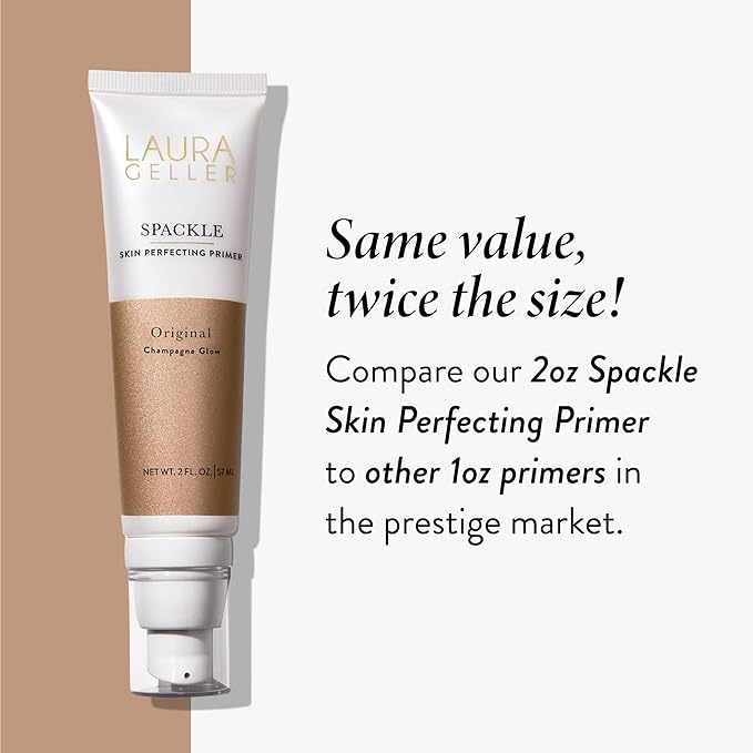 LAURA GELLER NEW YORK Ready-n-Radiant Kit (3 PC) - Baked Bronze-n-Brighten, Mediium + Spackle Super-Size Skin Perfecting Primer, Champagne Glow + Retractable Angled Kabuki Brush