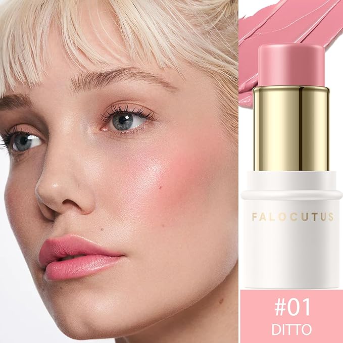 2Pcs Cream Blush Makeup Stick,Monochromatic Multi-Stick Face Blush for Cheek,Lip and Eye,Matte and Dewy Finish for Long Wearing,Easy Application.DITTO
