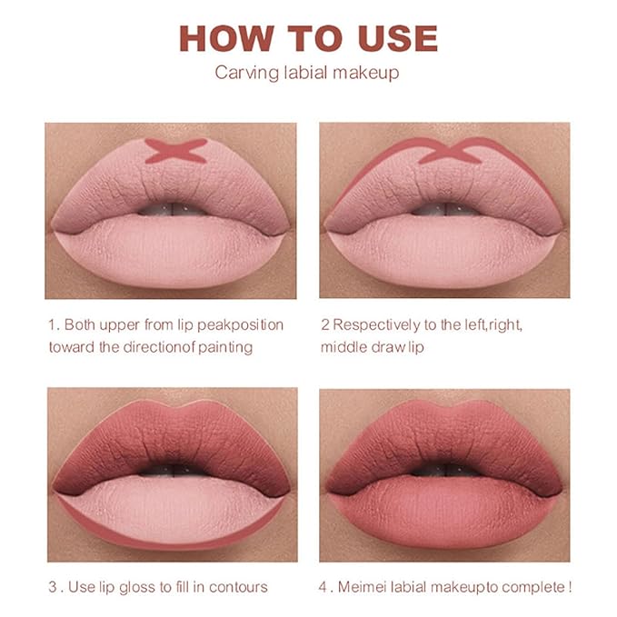 Dulele Lip Liner Pencil Set, 12 PCS Slim Matte Lipliner Pencil, High Pigmented Creamy Nude Lipstick Brown Lip Pencil Natural Lip Makeup