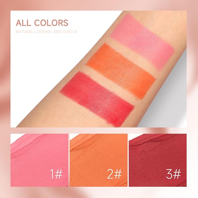 Blush Stick for Cheeks and Lips, On-the-Go Glow Blush, Hydrating Solid Cheek Tint, Multi-use Blush Makeup Stick, Tinted Moisture Sticks, Beautiful Natural Shades (01#Fleur)