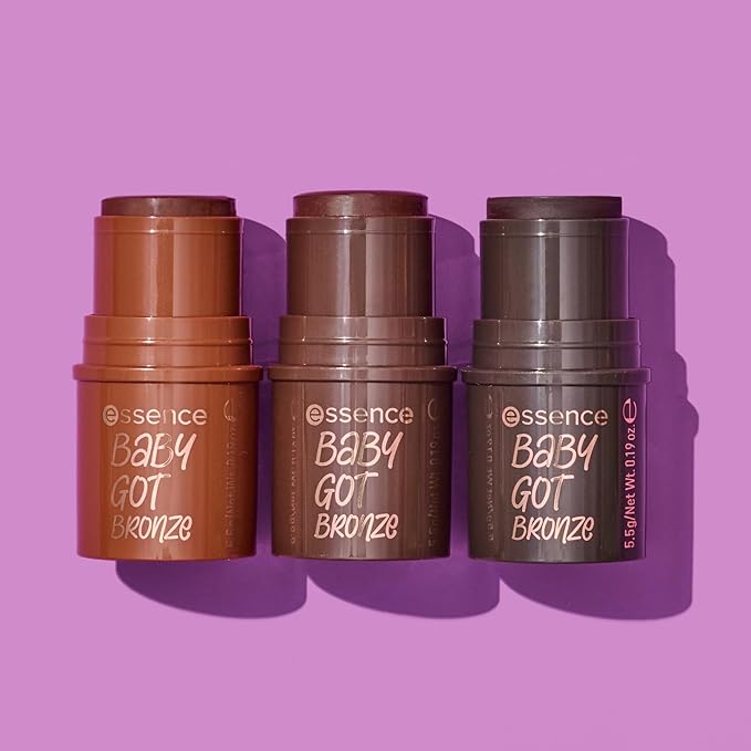 Essence Baby Got Bronze Bronzing Stick, Contour Pen, No. 60, Brown, Natural, Radiant Fresh, Vegan, Oil-Free, Paraben-Free, No Microplastic Particles, Pack of 1 (5.5 g)