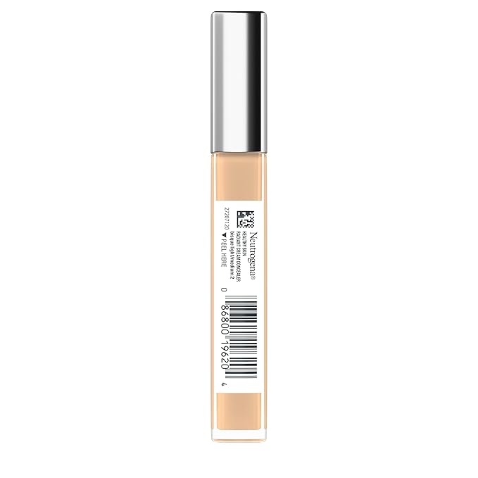 Neutrogena Healthy Skin Radiant Brightening Cream Concealer with Peptides & Vitamin E Antioxidant,Lightweight Perfecting Concealer,Non-Comedogenic,Bisque Light/Medium 02 neutral undertones,0.24 oz