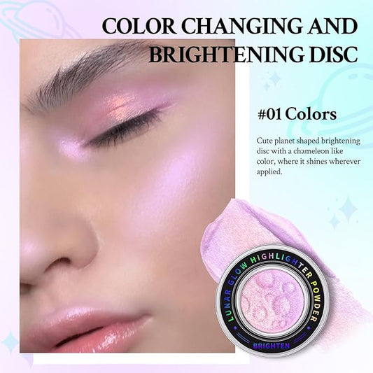 Chameleon Face Highlighter Palette, Multichrome Glitter Shimmer Highlighter Makeup, Holographic Sparkle Color Shifting Inner Corner Eye Highlighter Illuminator, Silky Creamy Mineral Eyeshadow1