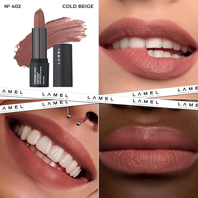 Fall Brown Matte Lip Essentials Bundle: Gel Lip Liner Pencil and Powder Drop Lipstick Set