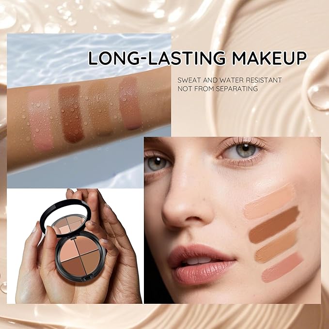 AMIIR Color Correcting Concealer Cream Full Coverage Professional Makeup Palette Flawless Face Contour, Medium to Dark