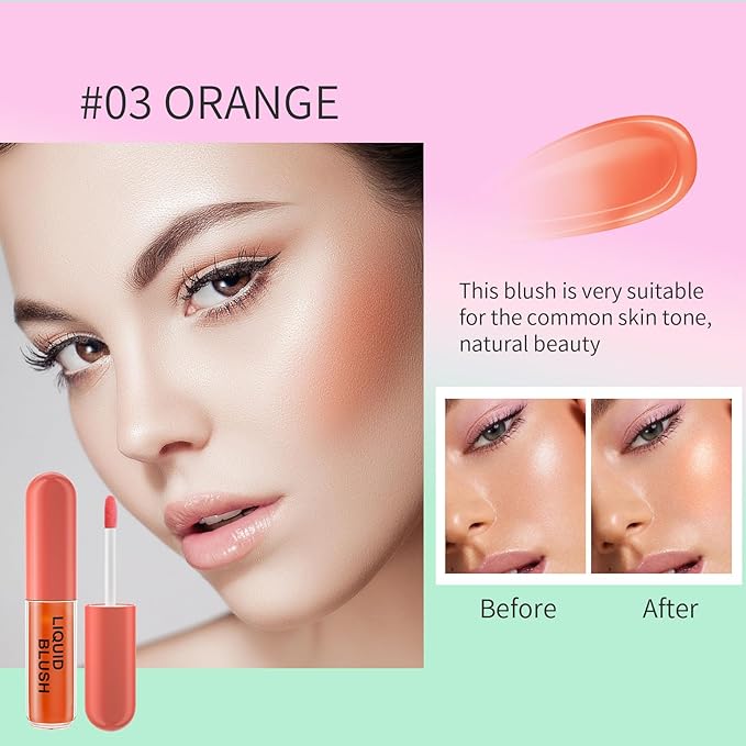 Color Changing Blush Oil - Lightweight Liquid Blush for Cheeks with a Dewy Natural Finish - Reacts to Your Skin's pH for a Customized Look (orange)