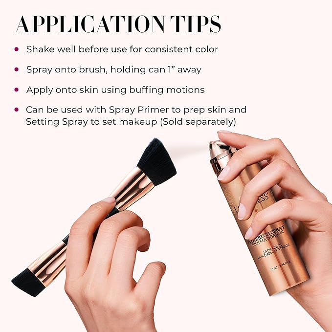 LUMINESS Silk Airbrush Spray Foundation - Full Coverage Foundation - Formula Hydrates & Moisturizes with Hyaluronic Acid, Aloe Vera & Hydrolyzed Silk (Shade - Warm Dark)