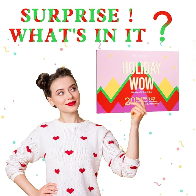 PHOEBE Makeup Advent Calendar Christmas Gifts Teenage Girls All-in-one Makeup Kit Surprise Gift Christmas Countdown Calendar Gifts Include Lip Gloss, Foundation, Concealer, Mascara, Eyebrow Pencil